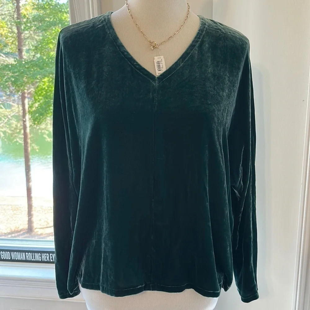 Eileen Fisher Green Velvet Top, Size S/P, NWT